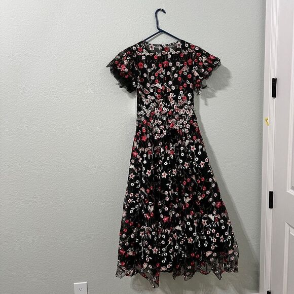 Mac Duggal EMBELLISHED BUTTERFLY TEA LENGTH A LINE DRESS 20323 Size 4 - Picture 4 of 7